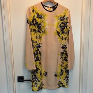ASOS Beige Shift Dress with Yellow & Black Floral Print